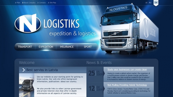 Transporta uzņēmuma N Logistiks mājas lapa