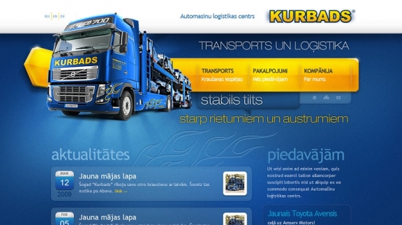 Сайт транспортной компании KURBADS